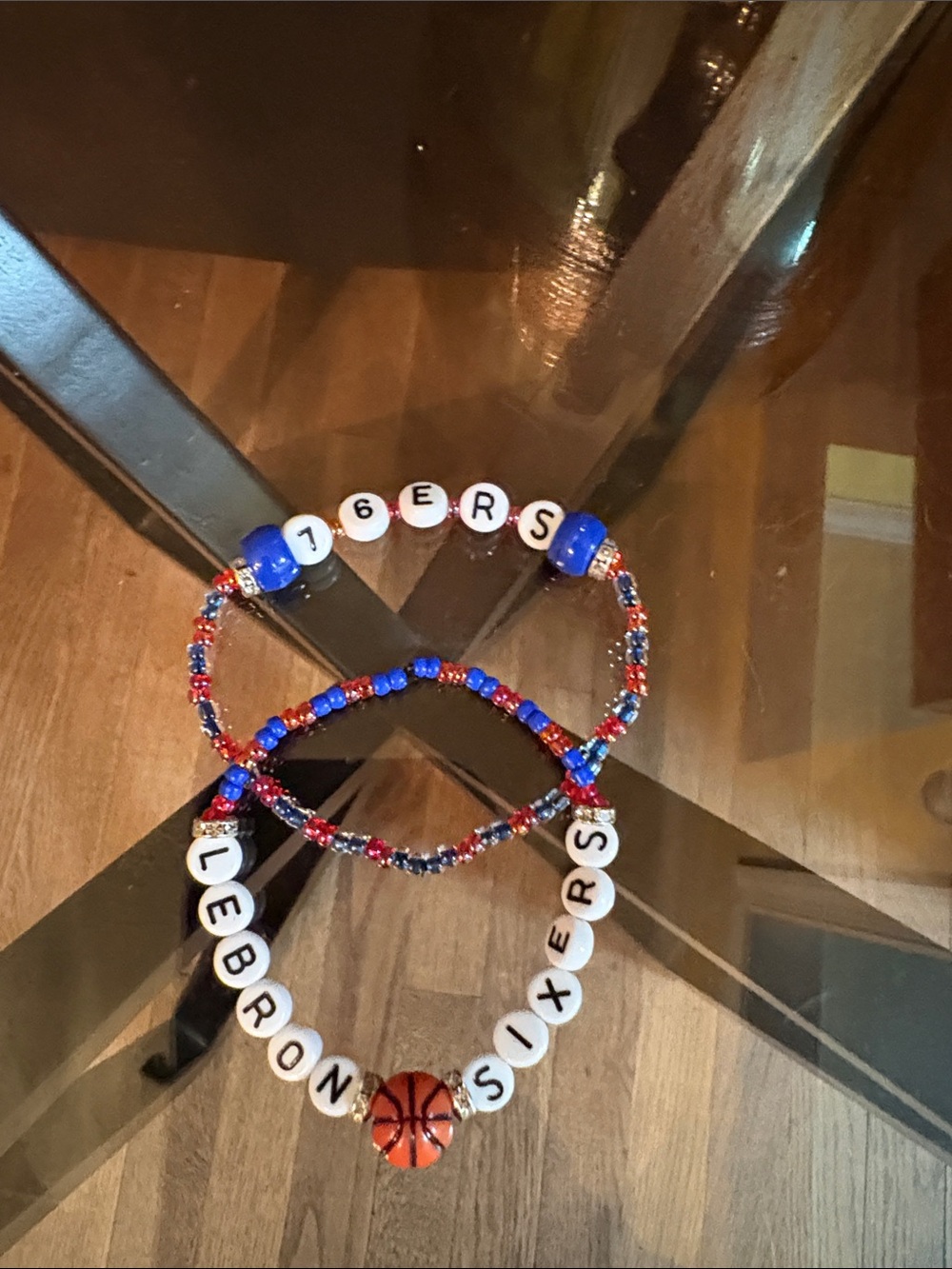 Red and Blue LeBron James Beaded Bracelet Set of two